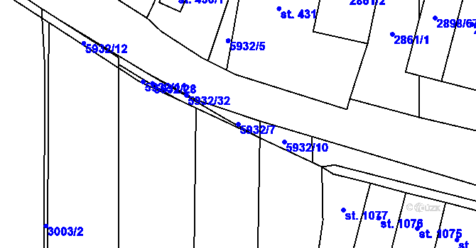 Parcela st. 5932/7 v KÚ Polička, Katastrální mapa