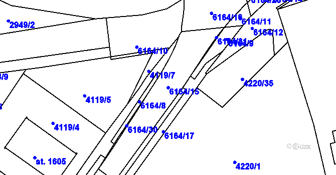 Parcela st. 6164/15 v KÚ Polička, Katastrální mapa