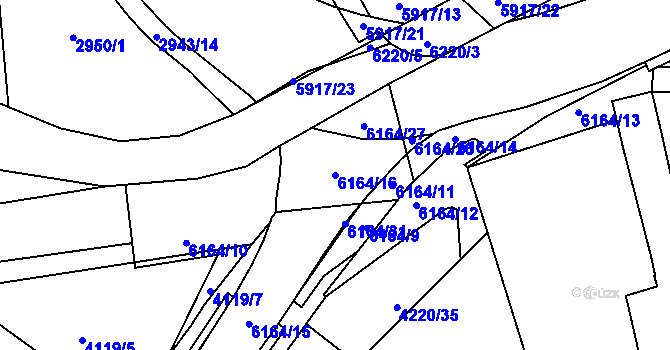 Parcela st. 6164/16 v KÚ Polička, Katastrální mapa