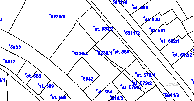 Parcela st. 6236/1 v KÚ Polička, Katastrální mapa
