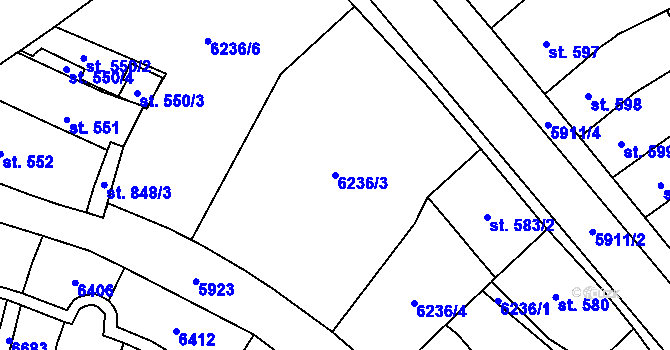 Parcela st. 6236/3 v KÚ Polička, Katastrální mapa