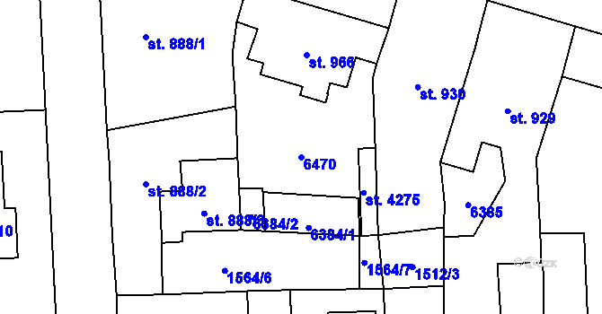Parcela st. 6470 v KÚ Polička, Katastrální mapa