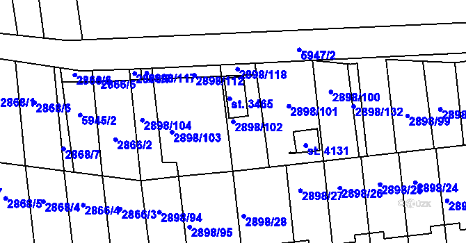 Parcela st. 2898/102 v KÚ Polička, Katastrální mapa