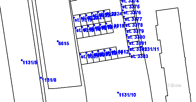 Parcela st. 3310 v KÚ Polička, Katastrální mapa