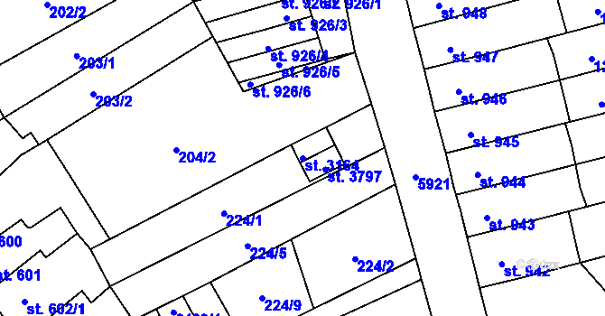 Parcela st. 3164 v KÚ Polička, Katastrální mapa