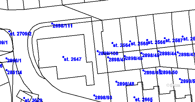 Parcela st. 2898/106 v KÚ Polička, Katastrální mapa