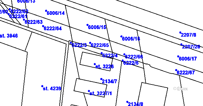 Parcela st. 6222/4 v KÚ Polička, Katastrální mapa