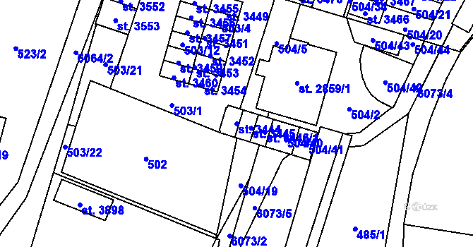 Parcela st. 3444 v KÚ Polička, Katastrální mapa