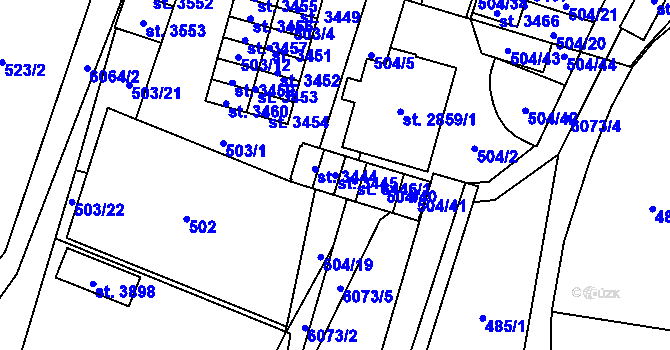Parcela st. 3445 v KÚ Polička, Katastrální mapa