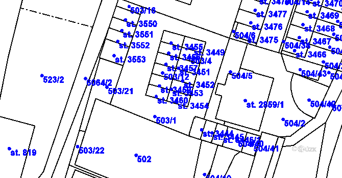 Parcela st. 3453 v KÚ Polička, Katastrální mapa