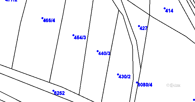 Parcela st. 440/3 v KÚ Polička, Katastrální mapa