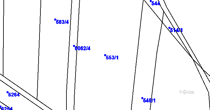 Parcela st. 553/1 v KÚ Polička, Katastrální mapa