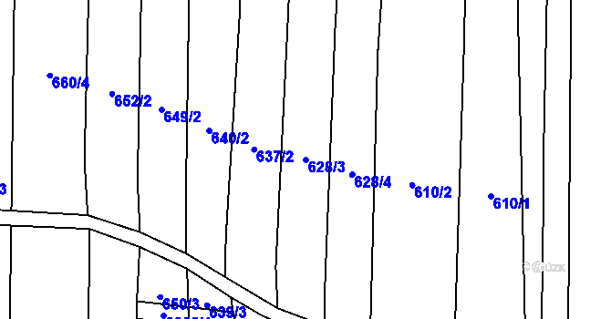 Parcela st. 628/3 v KÚ Polička, Katastrální mapa