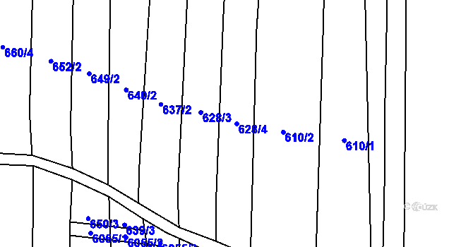 Parcela st. 628/4 v KÚ Polička, Katastrální mapa