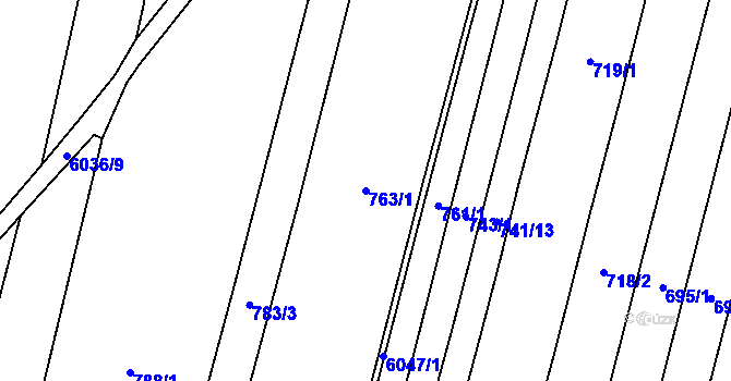 Parcela st. 763/1 v KÚ Polička, Katastrální mapa