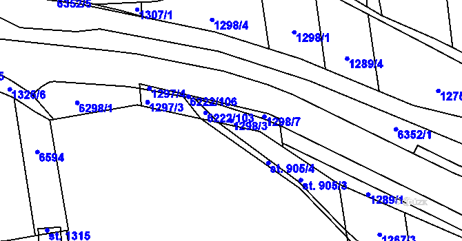 Parcela st. 1298/3 v KÚ Polička, Katastrální mapa