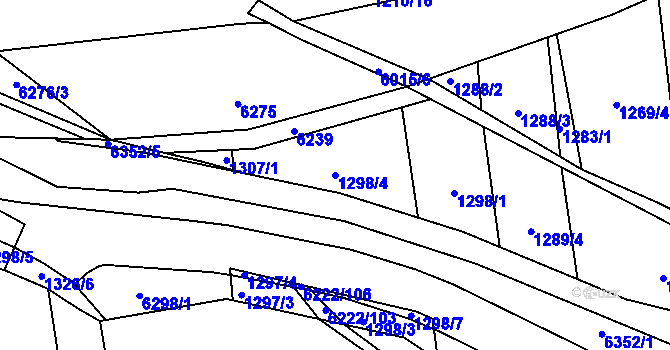 Parcela st. 1298/4 v KÚ Polička, Katastrální mapa