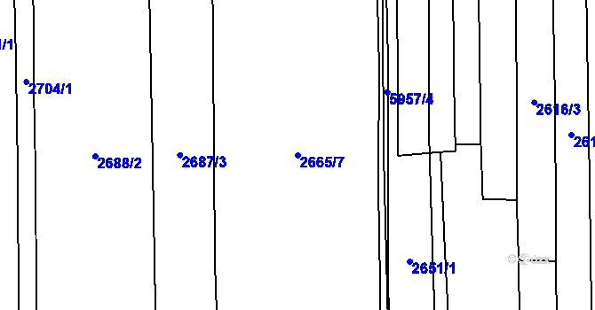 Parcela st. 2665/7 v KÚ Polička, Katastrální mapa