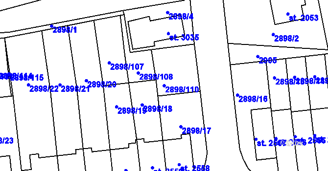 Parcela st. 2898/110 v KÚ Polička, Katastrální mapa