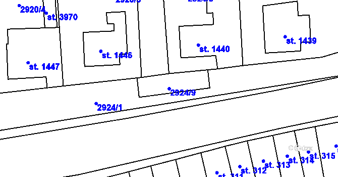 Parcela st. 2924/9 v KÚ Polička, Katastrální mapa