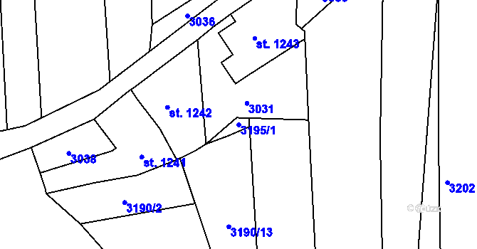 Parcela st. 3195/1 v KÚ Polička, Katastrální mapa