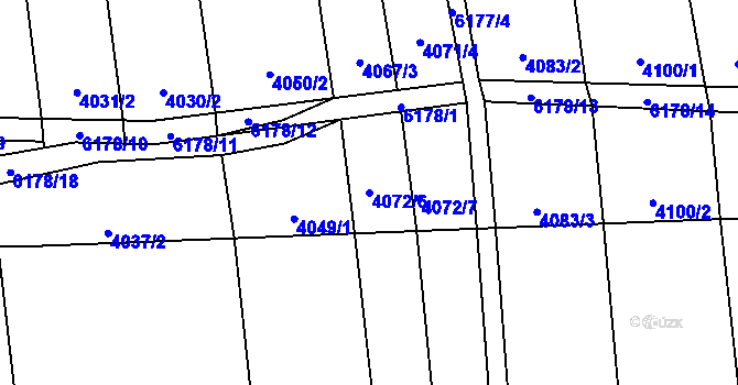 Parcela st. 4072/6 v KÚ Polička, Katastrální mapa