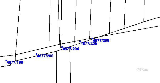 Parcela st. 4877/205 v KÚ Polička, Katastrální mapa