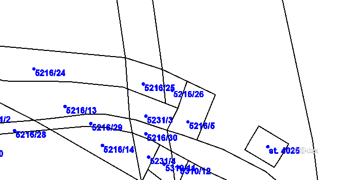 Parcela st. 5216/26 v KÚ Polička, Katastrální mapa