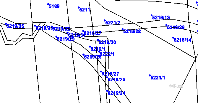 Parcela st. 5222/1 v KÚ Polička, Katastrální mapa