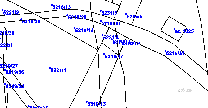 Parcela st. 5310/17 v KÚ Polička, Katastrální mapa