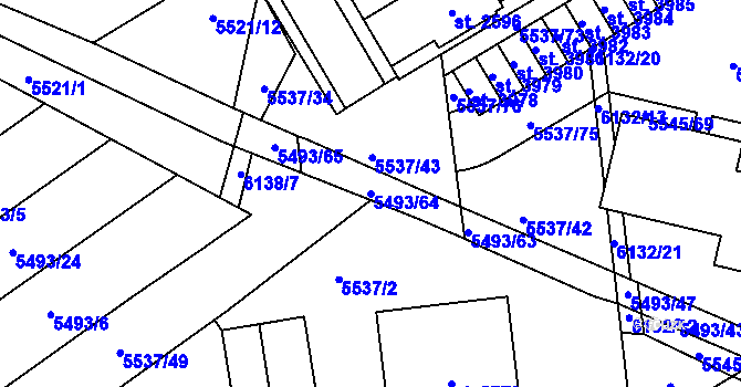 Parcela st. 5493/64 v KÚ Polička, Katastrální mapa
