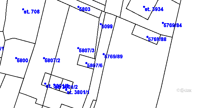 Parcela st. 5769/89 v KÚ Polička, Katastrální mapa