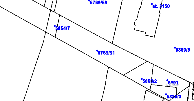 Parcela st. 5769/91 v KÚ Polička, Katastrální mapa