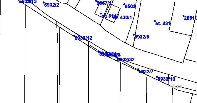Parcela st. 5932/11 v KÚ Polička, Katastrální mapa