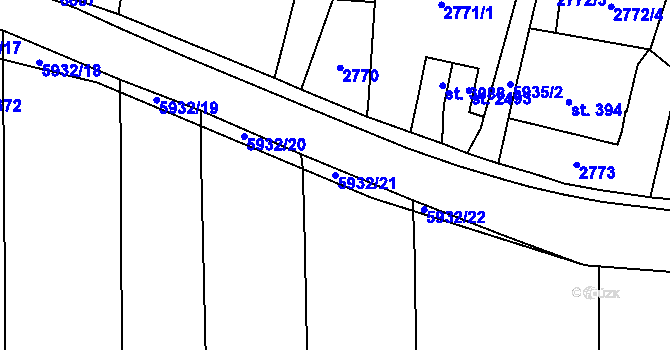 Parcela st. 5932/21 v KÚ Polička, Katastrální mapa