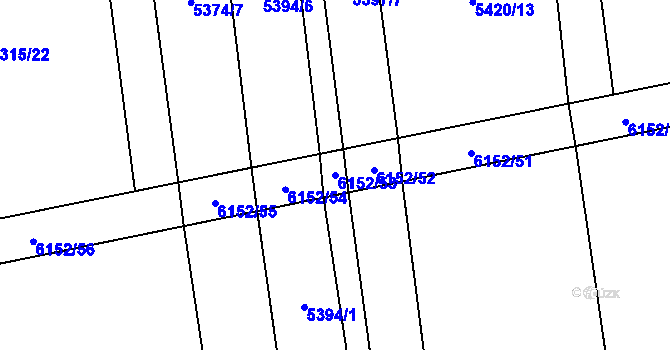 Parcela st. 6152/53 v KÚ Polička, Katastrální mapa