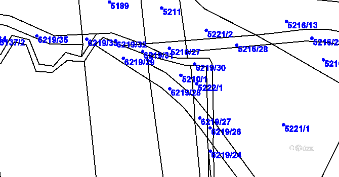 Parcela st. 6219/28 v KÚ Polička, Katastrální mapa