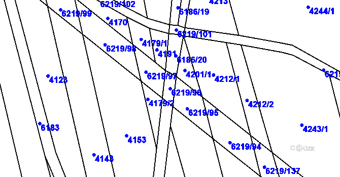 Parcela st. 6219/96 v KÚ Polička, Katastrální mapa