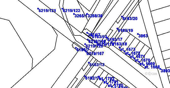 Parcela st. 6219/120 v KÚ Polička, Katastrální mapa