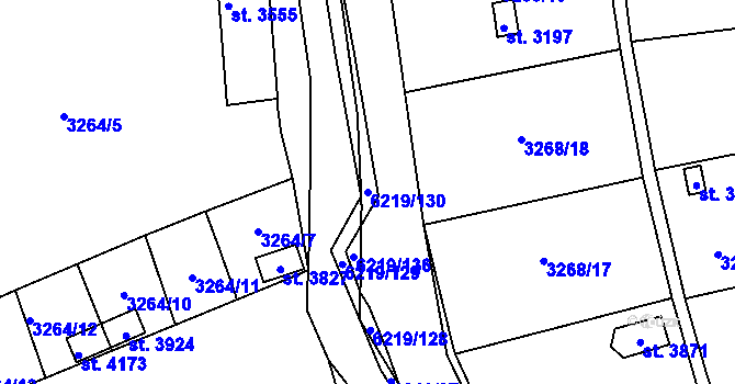 Parcela st. 6219/130 v KÚ Polička, Katastrální mapa
