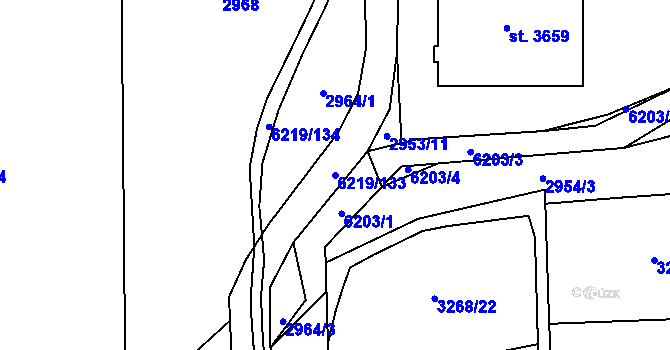 Parcela st. 6219/133 v KÚ Polička, Katastrální mapa