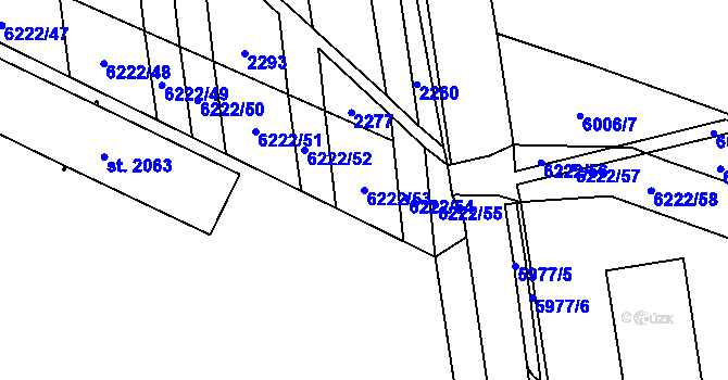 Parcela st. 6222/53 v KÚ Polička, Katastrální mapa