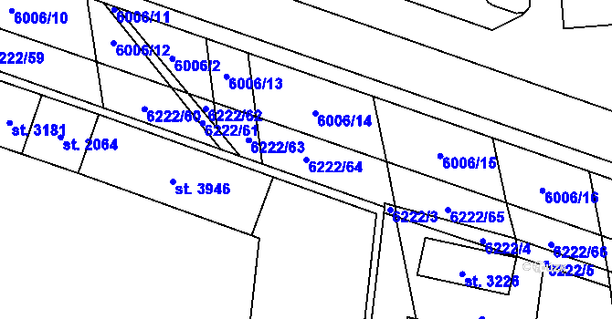 Parcela st. 6222/64 v KÚ Polička, Katastrální mapa