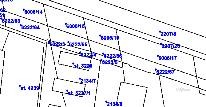 Parcela st. 6222/66 v KÚ Polička, Katastrální mapa