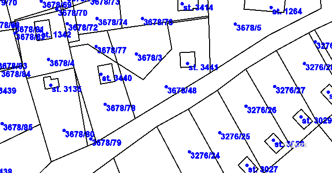Parcela st. 3678/48 v KÚ Polička, Katastrální mapa