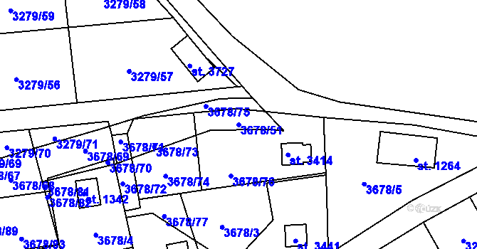 Parcela st. 3678/51 v KÚ Polička, Katastrální mapa