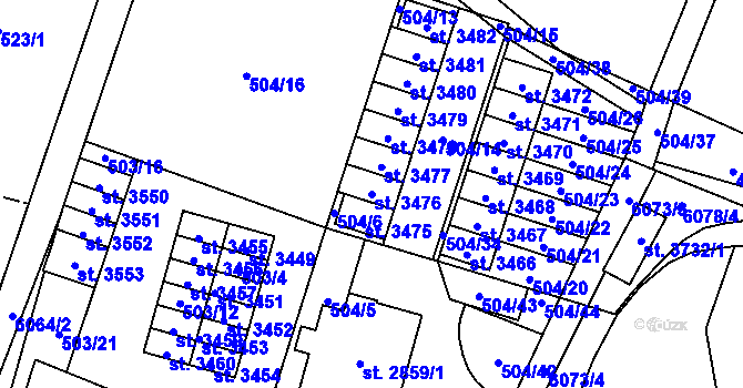 Parcela st. 3476 v KÚ Polička, Katastrální mapa
