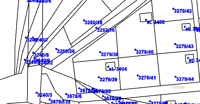 Parcela st. 3279/38 v KÚ Polička, Katastrální mapa