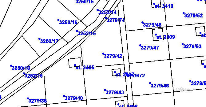 Parcela st. 3279/42 v KÚ Polička, Katastrální mapa