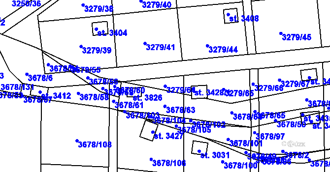 Parcela st. 3279/64 v KÚ Polička, Katastrální mapa